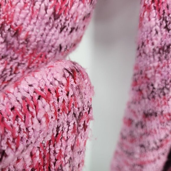 BCBG Maxazria Womens Large Marled pink black waterfall drape open front cardigan - Picture 8 of 10